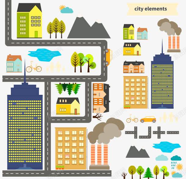 扁平化设计新趋势 免费韩国地图素材，解锁街道工厂矢量图创意应用